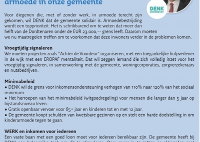 Denk accepteert geen armoede in onze stad